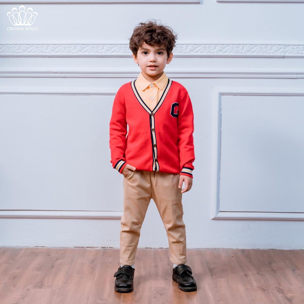 Áo Cardigan Bé Trai Cao Cấp Crown Space CKBL5411806 Chuẩn Soái Ca - Giữ Nhiệt Siêu Nhẹ Siêu Ấm - Size 19kg đến 24kg