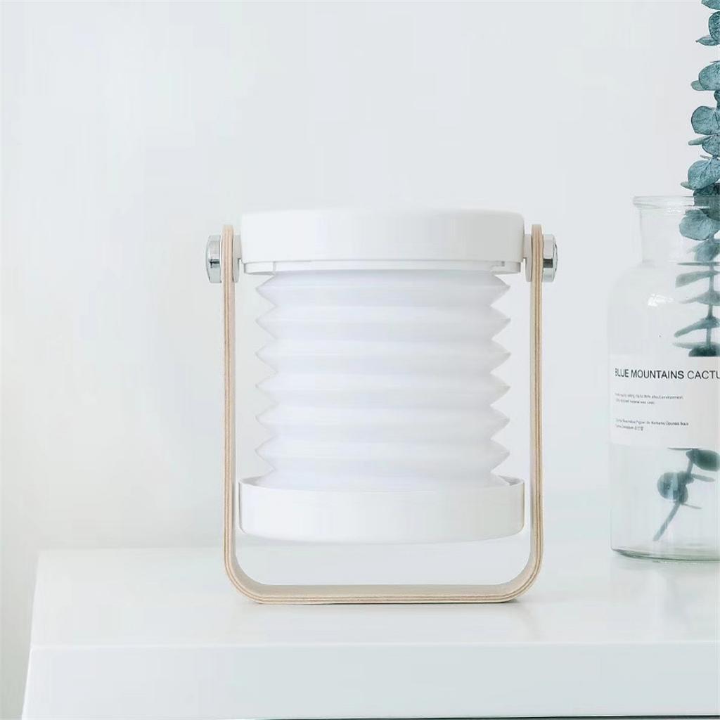 Creative Wooden Handle Portable Lantern Foldable Charging Table Light White