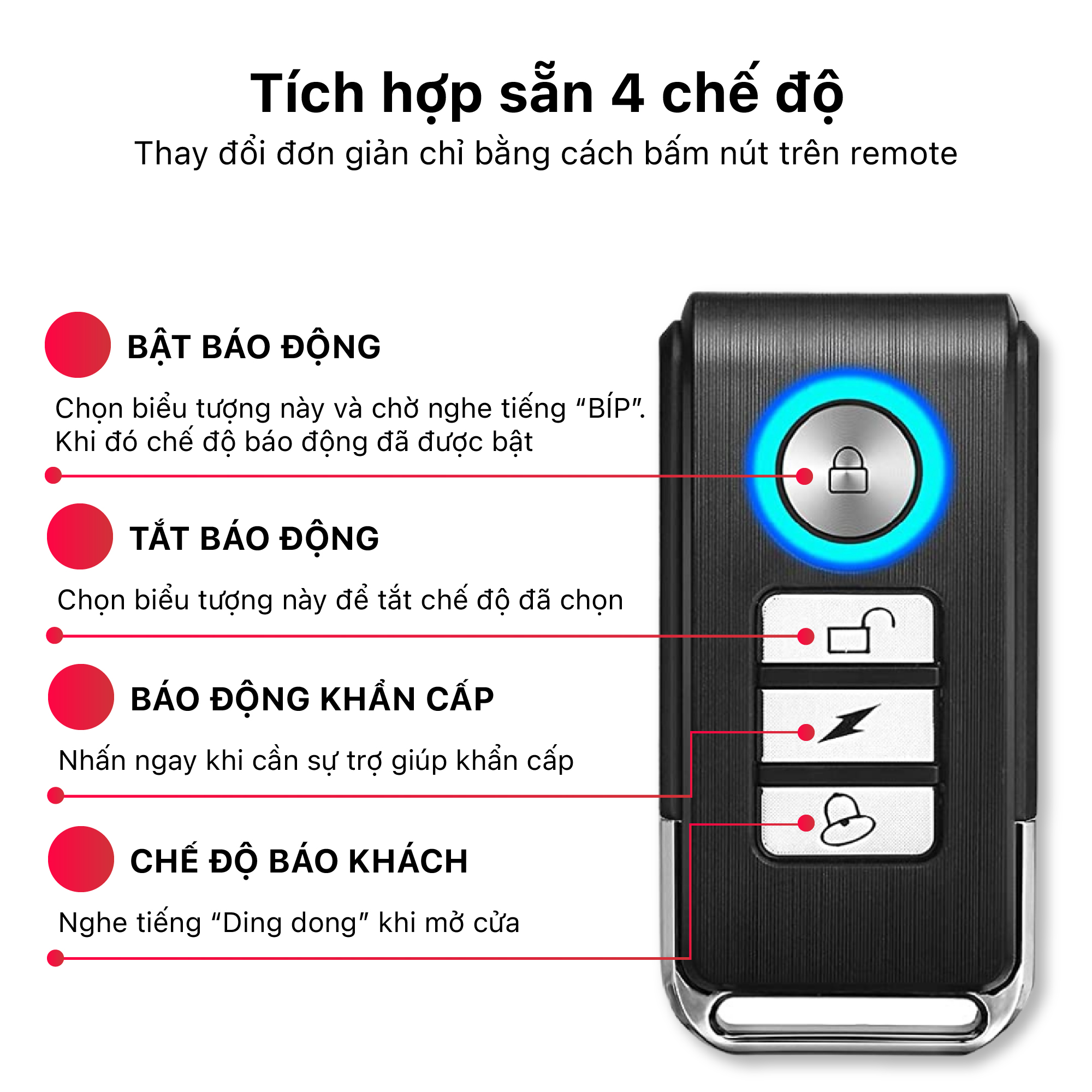 Khóa chống trộm xe máy có còi báo động PINGRON PR-R05 - Độ nhạy cực cao, khoảng cách kết nối xa, bảo hành 12 tháng