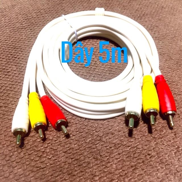 Dây Jack hoa sen 6 đầu, dây 5m tín hiệu video dây dài 5m