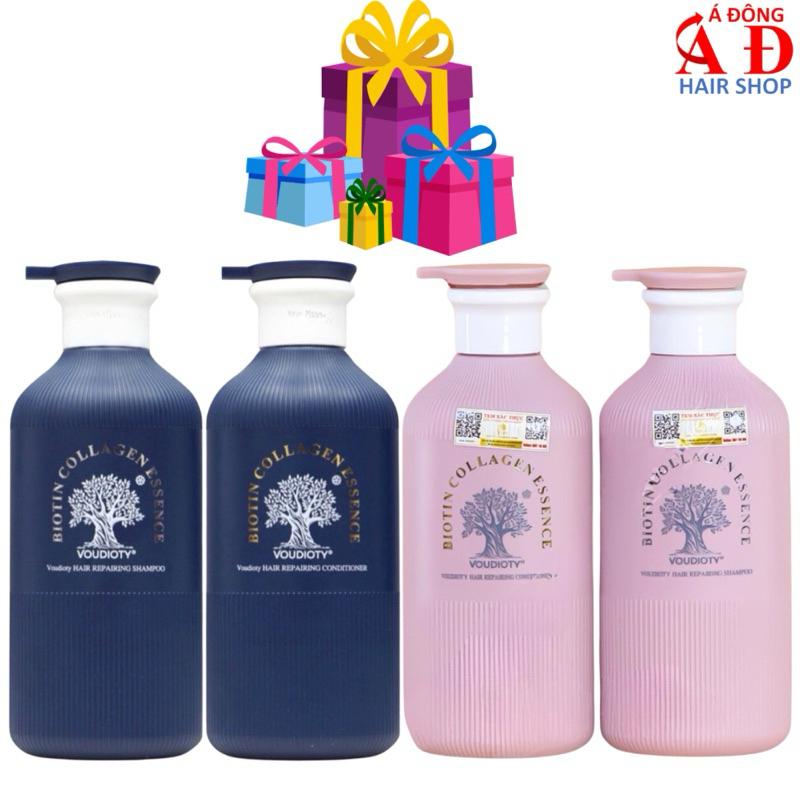 Dầu gội Biotin Essence Voudioty Xanh - Hồng cao cấp phục hồi mềm mượt giảm gãy rụng 500ml