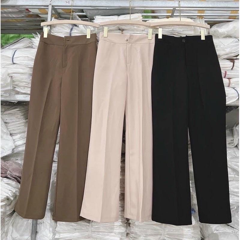 Quần ống suông nữ lưng cao dáng loe cạp cao 1 khuy dài chất tuyết mưa cao cấp thời trang. Quần ống suông nữ trẻ trung.