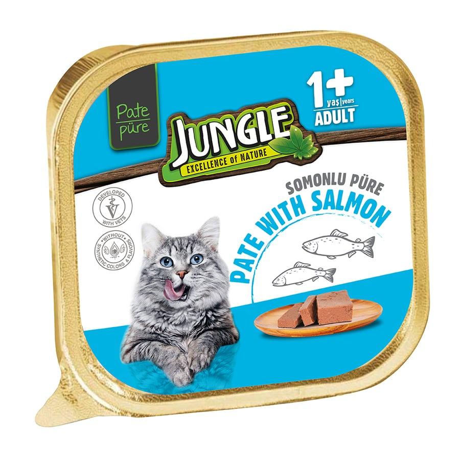 Pate Vị Cá Hồi Cho Mèo Trưởng Thành Jungle Adult Cat Salmon Paste Hộp 100g - Xuất Xứ Pháp