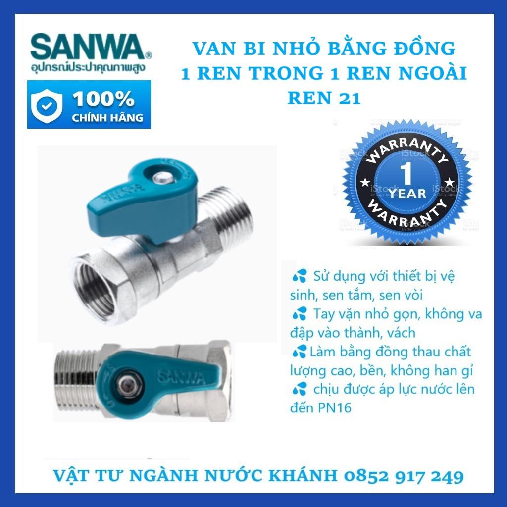 Van bi 1 ren trong ren ngoài Sanwa 1/2&quot; BV15MF Thái Lan , có xuất hóa đơn VAT