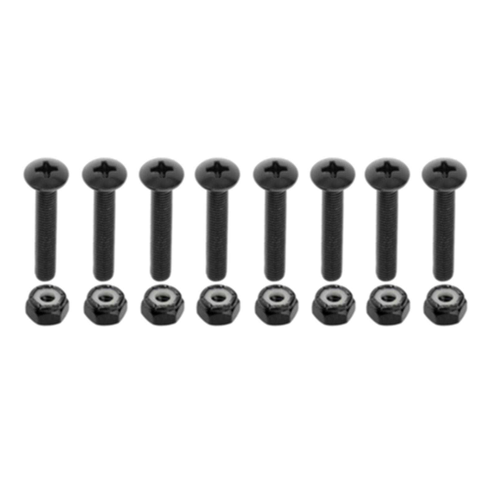 8pcs Replacement Longboard Skateboard Hardware Screws Mounting Black 35mm