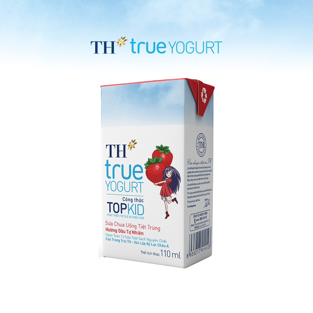 Thùng 48 hộp sữa chua uống tiệt trùng TOPKID hương dâu tự nhiên TH True Yogurt 110ml (110ml x 48)