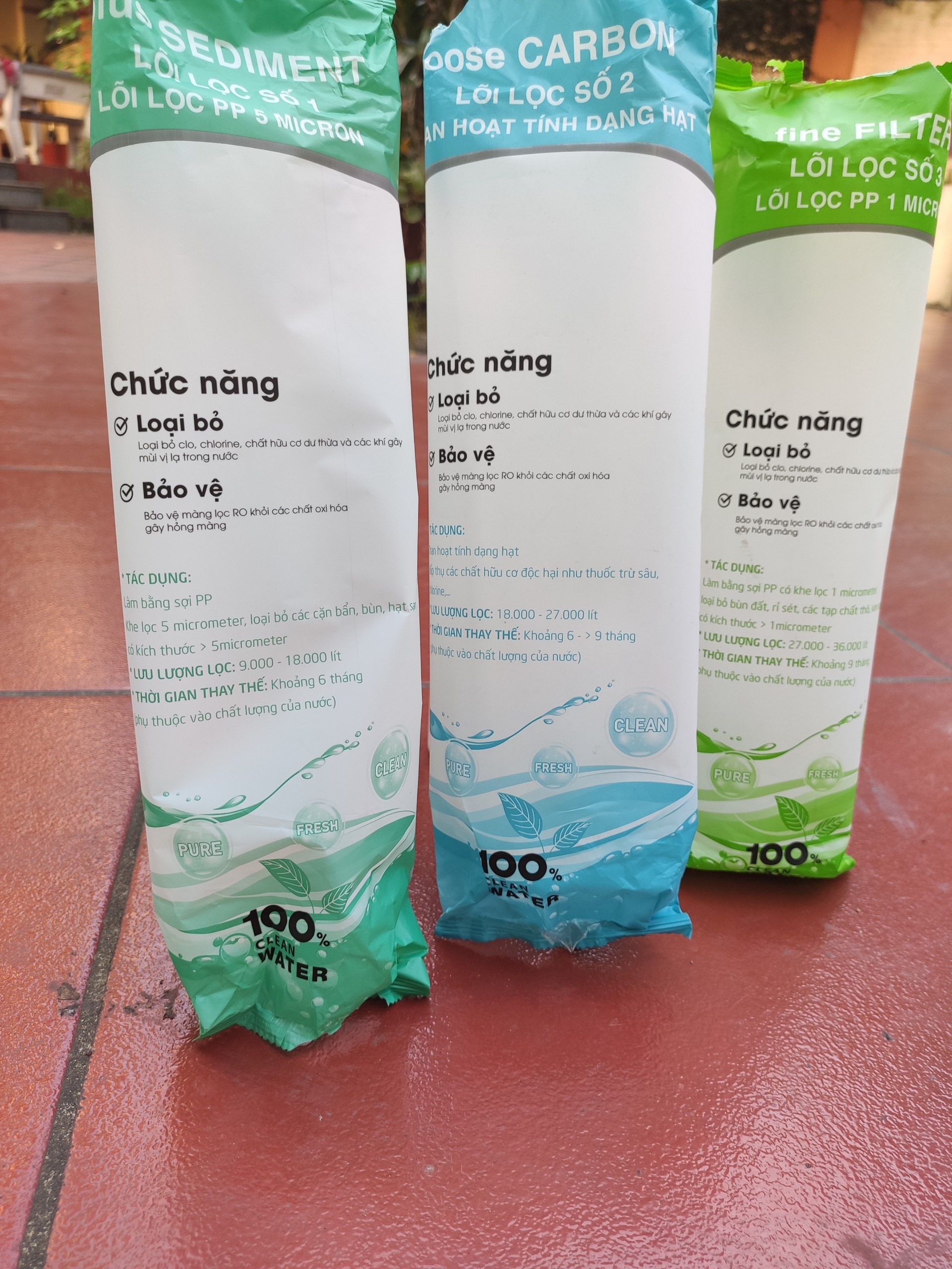 Bộ 3 LÕI LỌC NƯỚC số 1,2,3 lõi lọc thô dùng cho máy lọc nước R.O gia đình