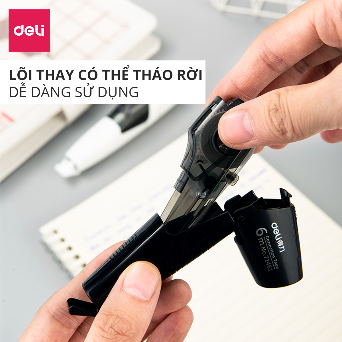 Băng xóa kèm 2 lõi thay thế - màu đen trắng- 71462