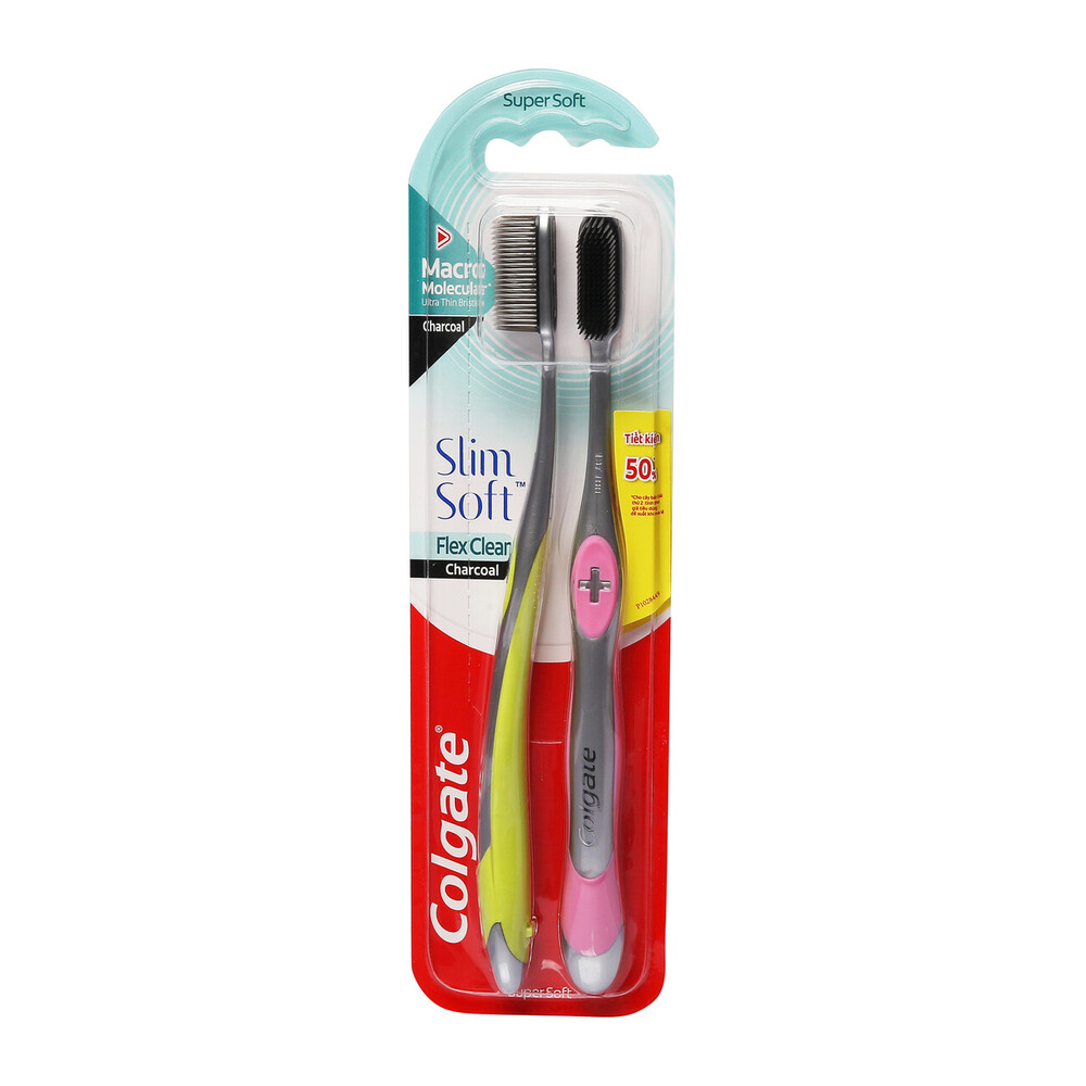 Lô 2 Bàn Chải Đánh Răng Colgate Flex clean Than Hoạt Tính