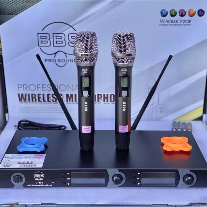 Micro không dây BBS U-898 - Mic karaoke gia đình, sân khấu - Độ nhạy cao, bắt sóng xa, chống hú rít - Thiết kế sang trọng, bắt mắt -  Dễ dàng phối ghép với các thiết bị âm thanh khác - Hàng nhập khẩu