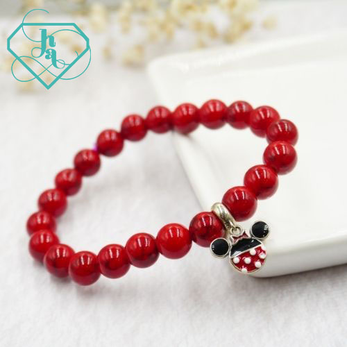 Vòng Tay Phong Thủy San Hô Đỏ, Charm Bạc