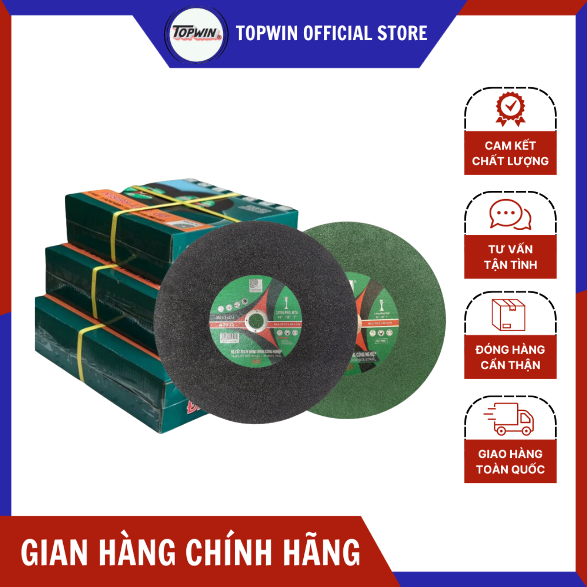 (25 Viên) Đá Cắt Sắt Resin Đen 400x3x25.4mm Cắt Sắc Bén, Bền Bỉ, Ít Hao Mòn Và Độ Chính Xác Hoàn Hảo | TOPWIN Official Store