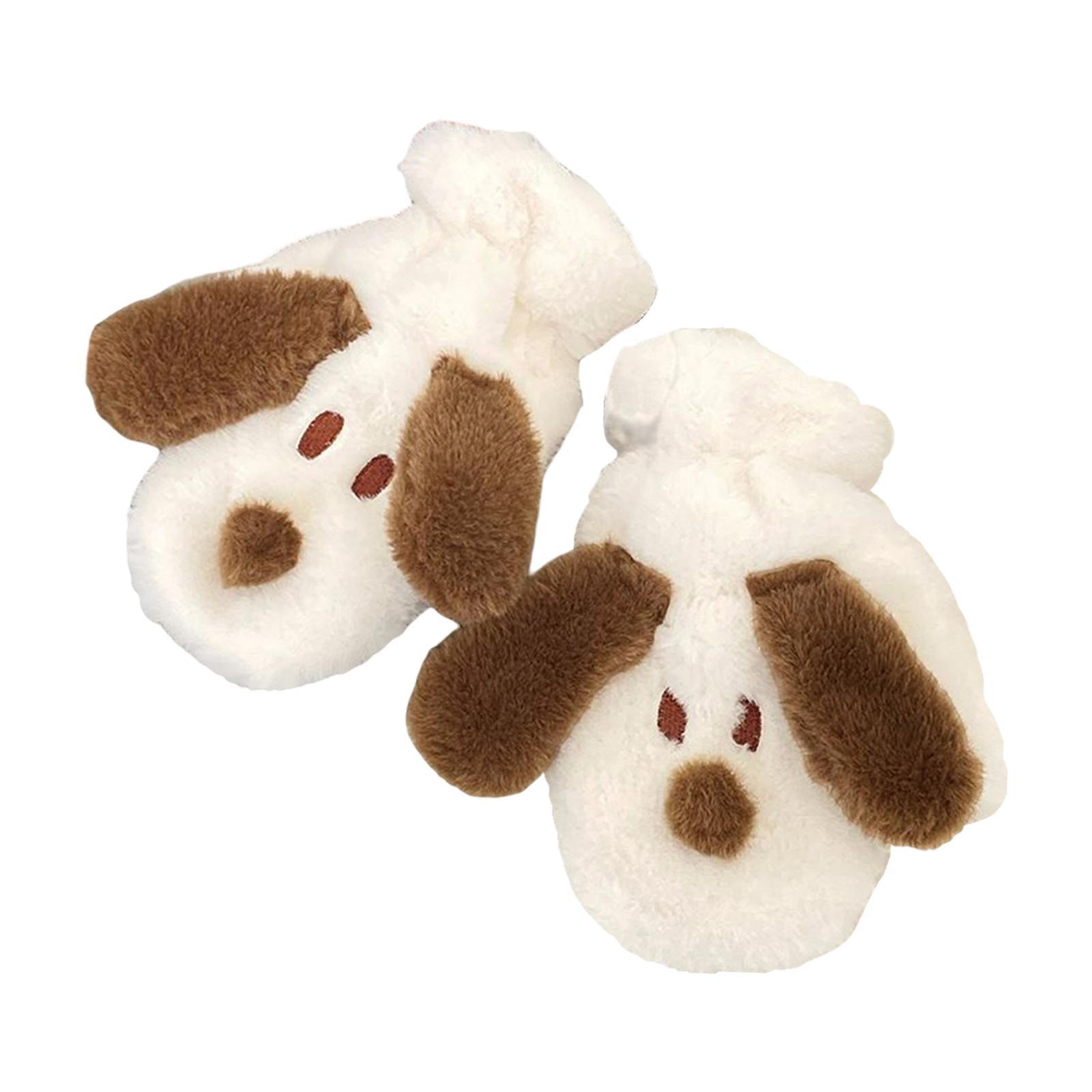 Women's Cute Plush Gloves Warm Windproof Soft for Winter Cycling