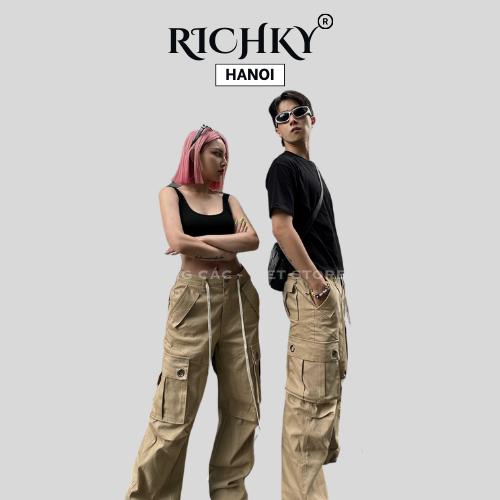 Quần Kaki Cargo Pant Túi Hộp Ống Suông Richky Hanoi Màu Nâu Q333