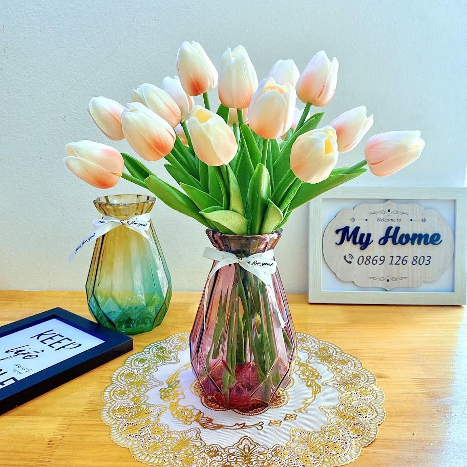 Lọ hoa thủy tinh cao cấp dạng MÚI KHẾ phong cách Bắc Âu 15cm và 18cm sang trọng, trang trí, hoa để bàn