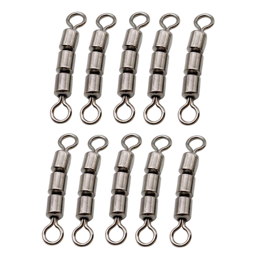 10pcs Fishing Triple Rolling Swivels Solid Ring Hook Line Connector 02