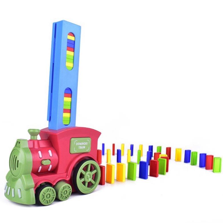 Đồ chơi Xe lửa - Tàu hỏa tự động xếp Domino có âm thanh và đèn vui nhộn cho bé