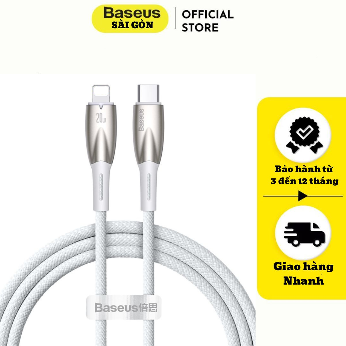 Cáp sạc nhanh Baseus glimmer series fast charging data cable type-C to IP CADH 20W - hàng chính hãng
