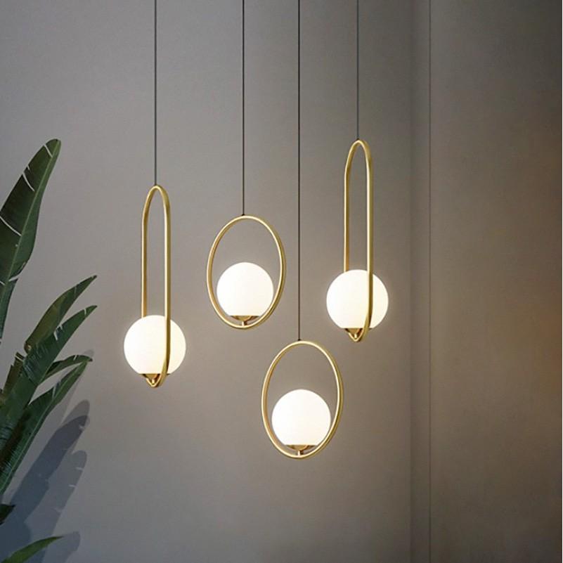 Đèn thả quả cầu thủy tinh thân mạ đồng - TẶNG KÈM BÓNG LED