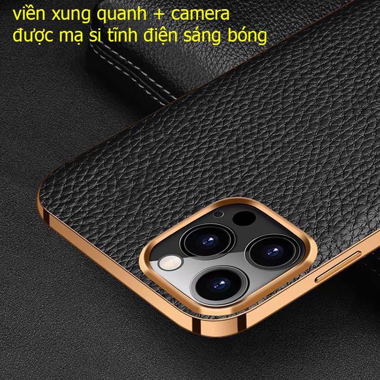 Ốp lưng da dành cho iPhone 11 pro max da bò mạ si cao cấp sang trọng