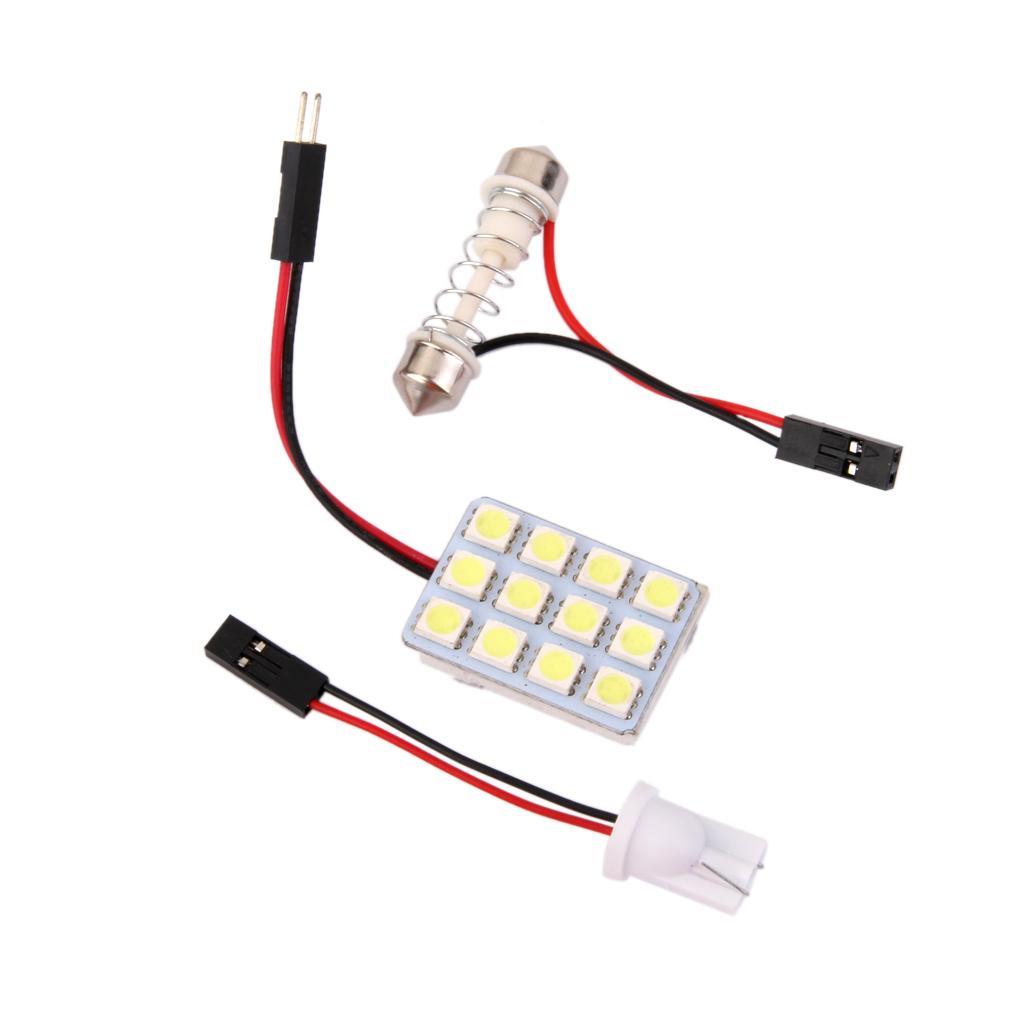 Car Interior Light Panel 12 SMD LED 5050 Bulb T10 BA9S Dome Adapter