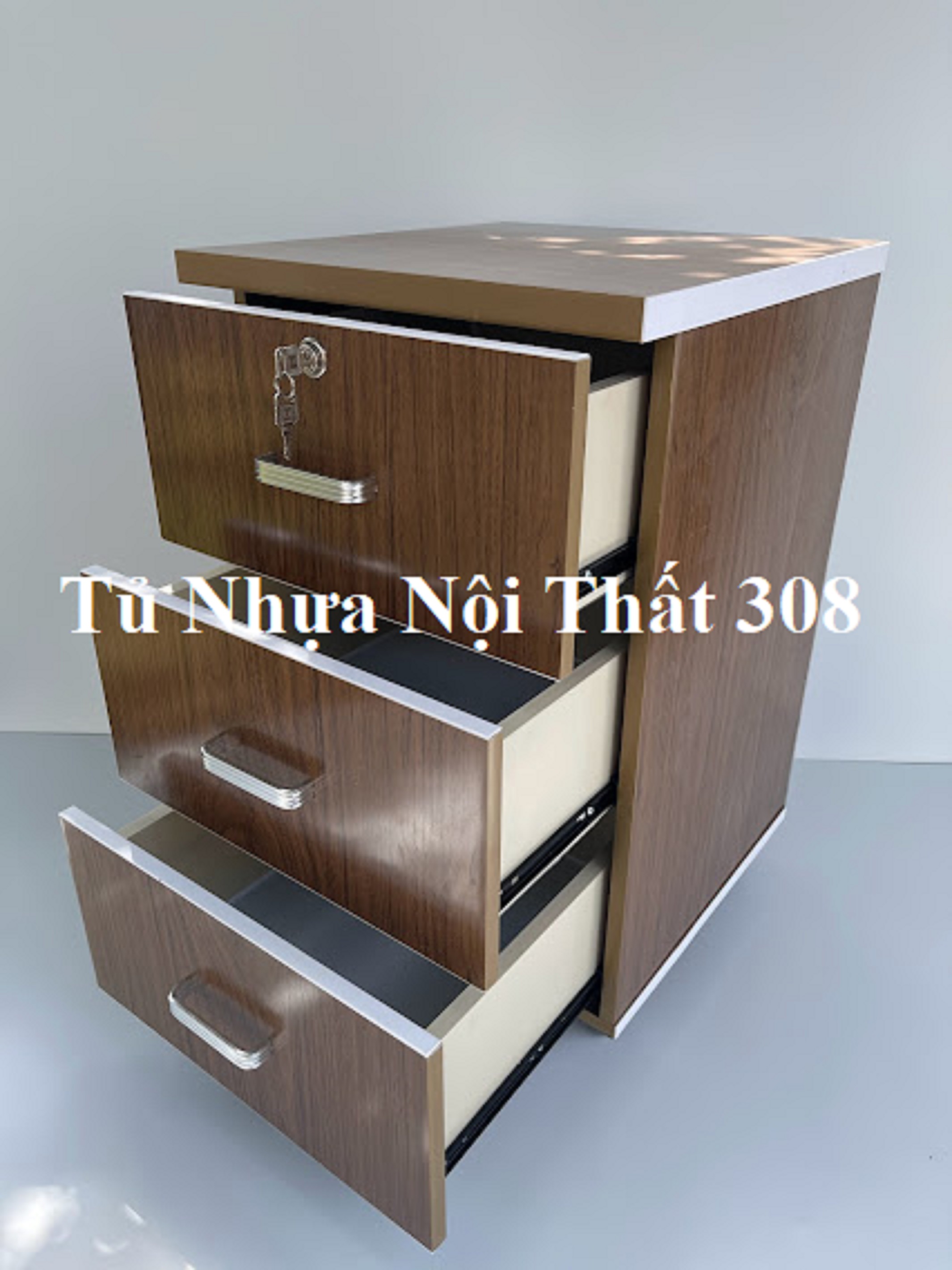 Tủ, Kệ Đầu Giường Nhựa Đài Loan Cao 70cm Ngang 42cm Sâu 42cm Màu Óc Chó K151