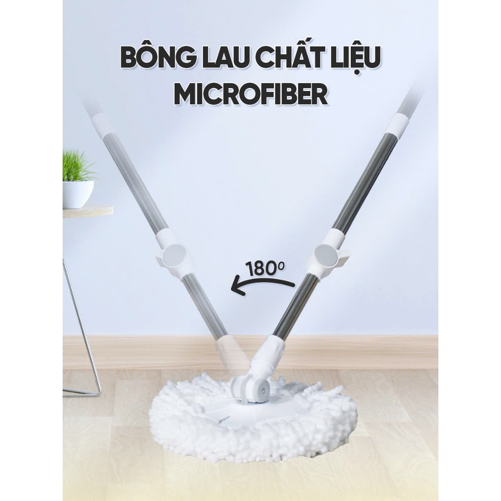 Thùng Lau Nhà Tròn MyJae Tiện Lợi Thông Minh Giặt Vắt 2 Trong 1