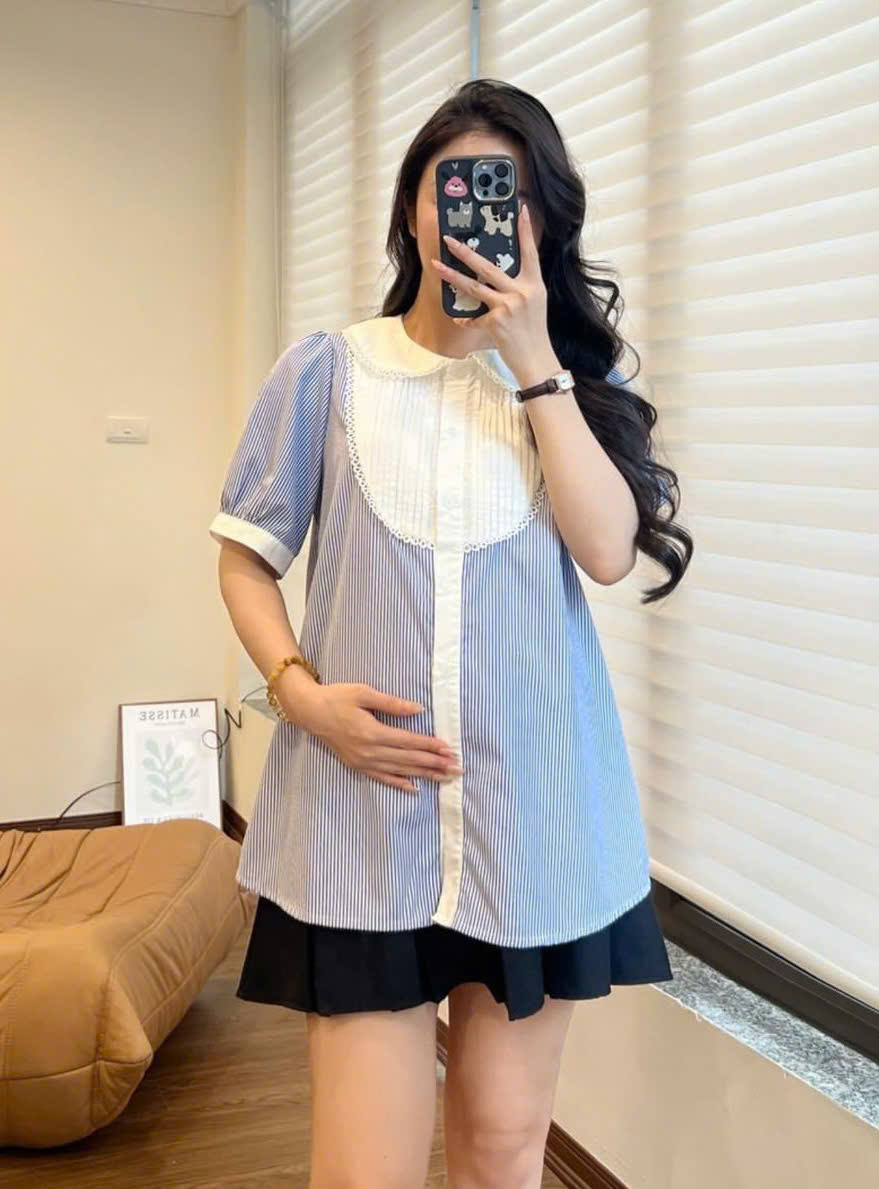 Áo Sơ Mi Bầu Công Sở - Ao sơ mi công sở cho mẹ bầu và sau sinh  (HÀNG THIẾT KẾ) Đủ Size 45-75kg