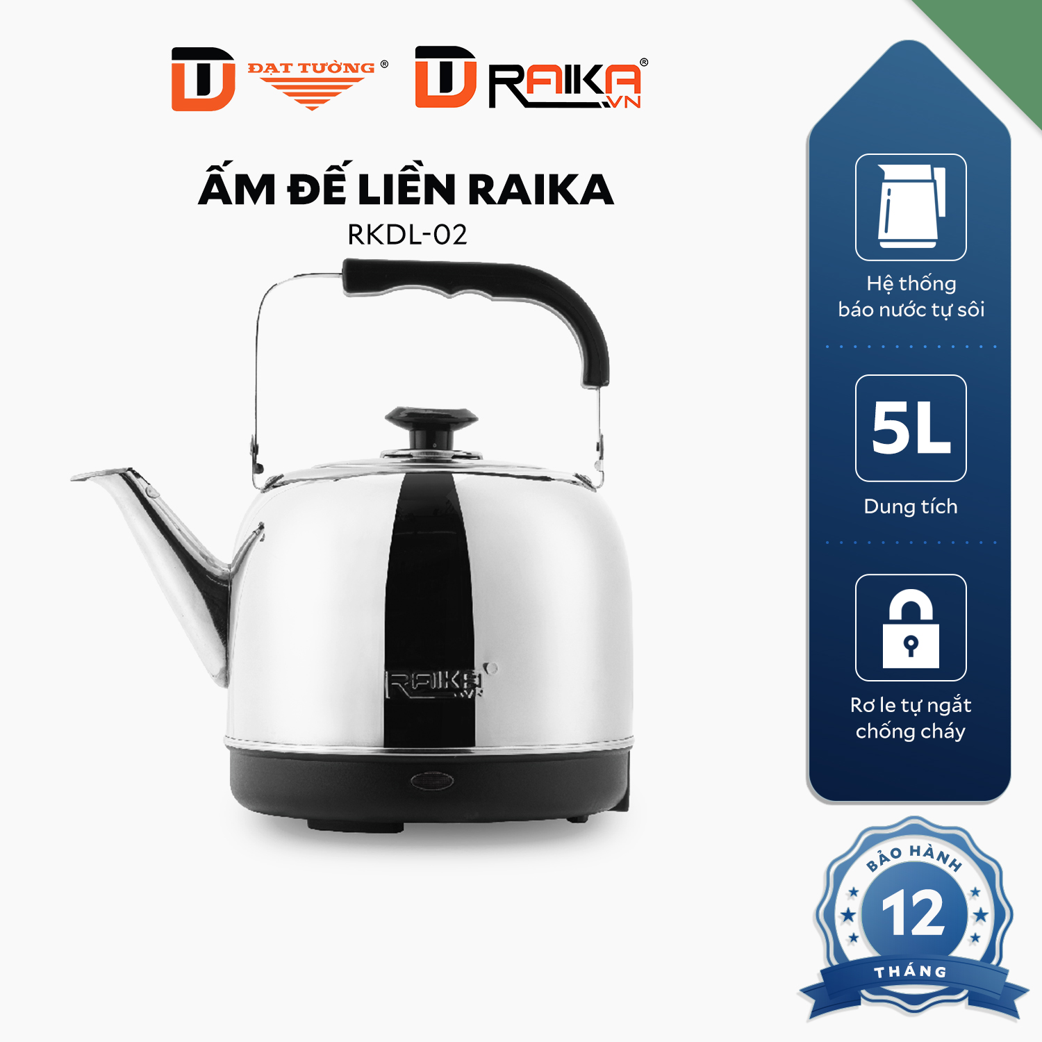 Ấm Đế Liền 5L Raika - RKDL02 - Hàng Chính Hãng