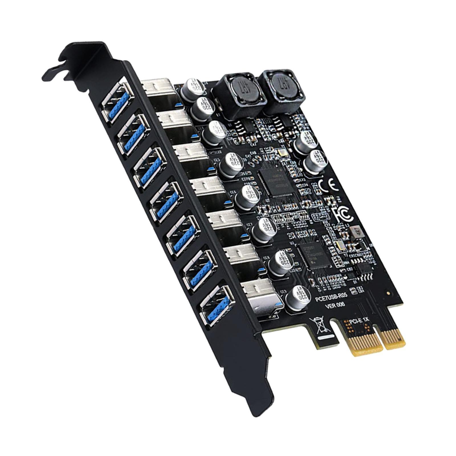 PCIe 7 Ports USB 3.0 Expansion Card Desktop PC Computer Converter Third Generation Master Control