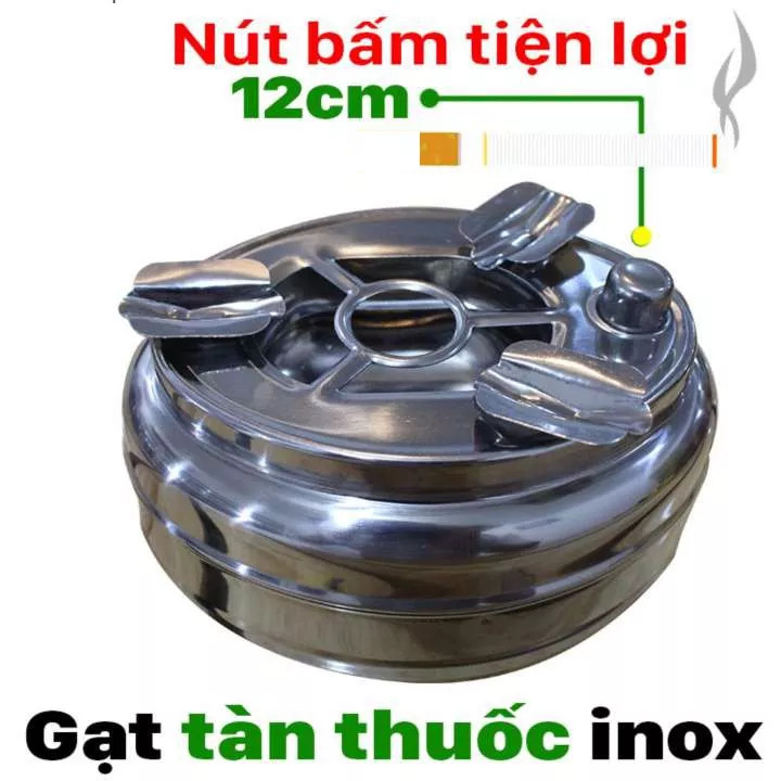 Gạt tàn thuoc Inox có nút bấm đóng mở ngăn đựng tiện dụng dễ vệ sinh