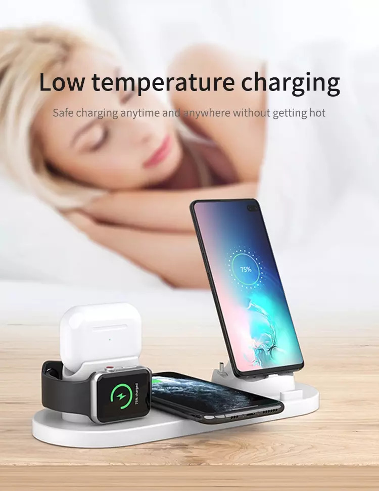 Sạc Nhanh Không Dây 6 in 1 , 10W CAPARIES CPRV04-Qi , Wireless Quick Charge, chuẩn Qi Apple cho Iphone, Samsung, Vivo, Oppo, Xioami, Huawei, Vsmart - Chính Hãng