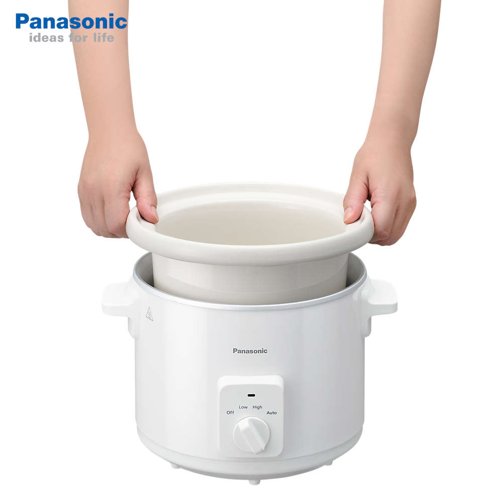 Nồi hầm chậm, nấu cháo chậm Panasonic Nhật Bản dung tích 3 lít, lòng nồi gốm sứ, da chức năng nấu - Hàng chính hãng