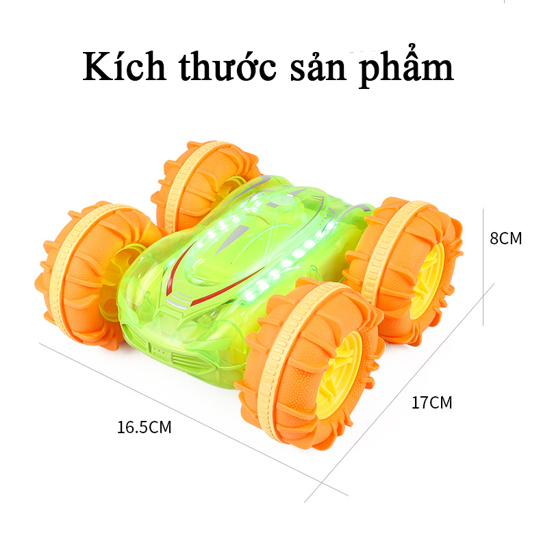 Đồ chơi xe điều khiển từ xa đi được dưới nước có đèn LED nhiều màu tần số 2.4 Ghz với 2 điều khiển kép