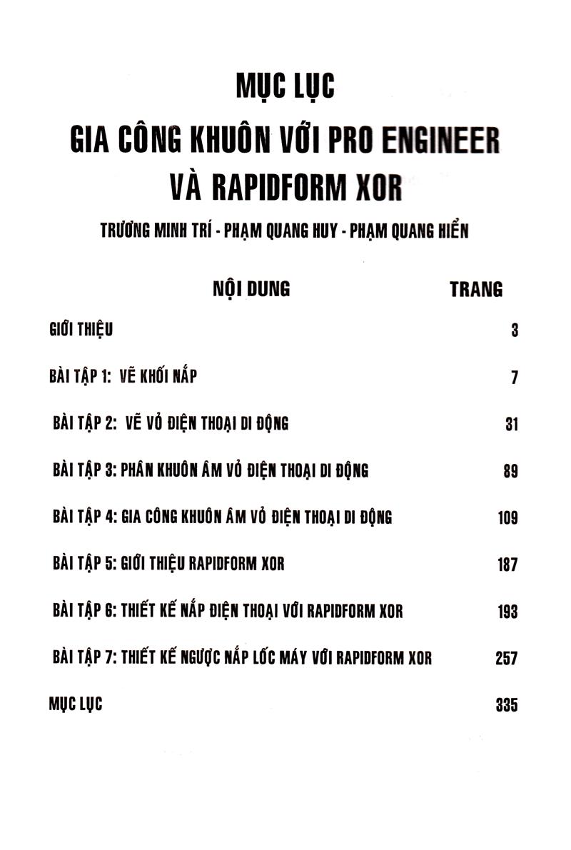 Sách Gia Công Khuôn Với Pro Engineer & Rapidform Xor