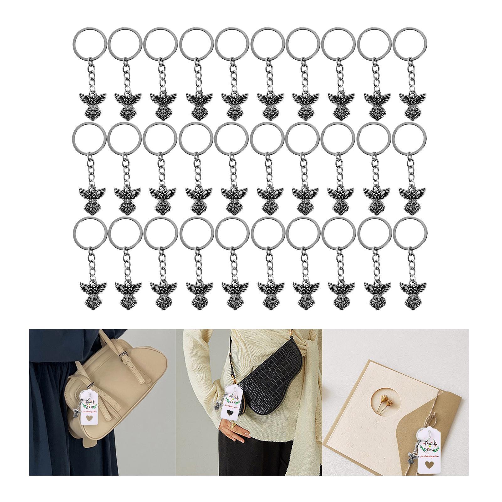 30Pack Angel Keychain Charm Pendant Vintage Key Chain for Wedding Party Favors