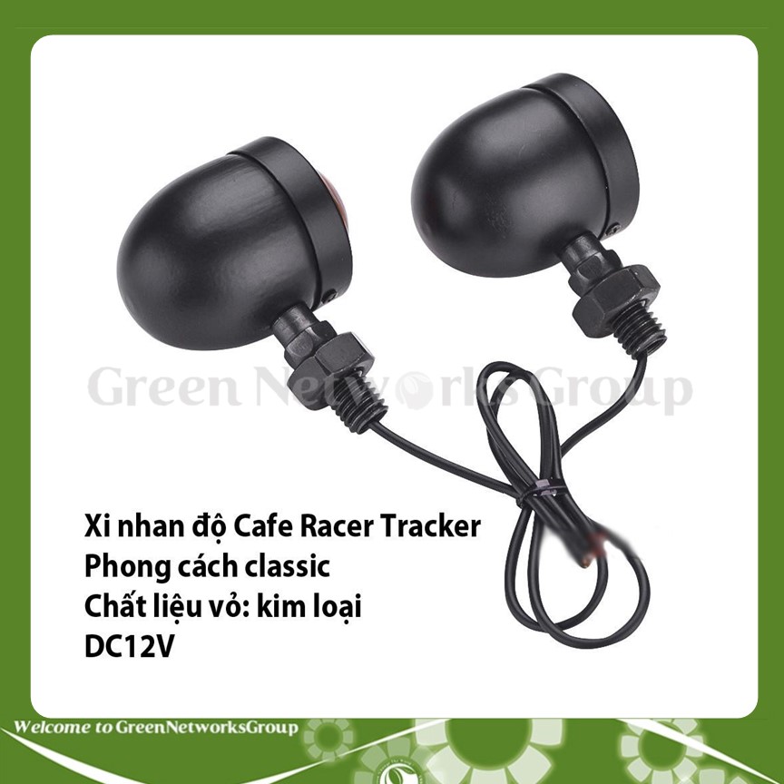 Xi nhan hột gà gắn xe máy độ cafe Racer Tracker phong cách Classic màu đen tĩnh điện Green Networks Group ( 1 Đôi )