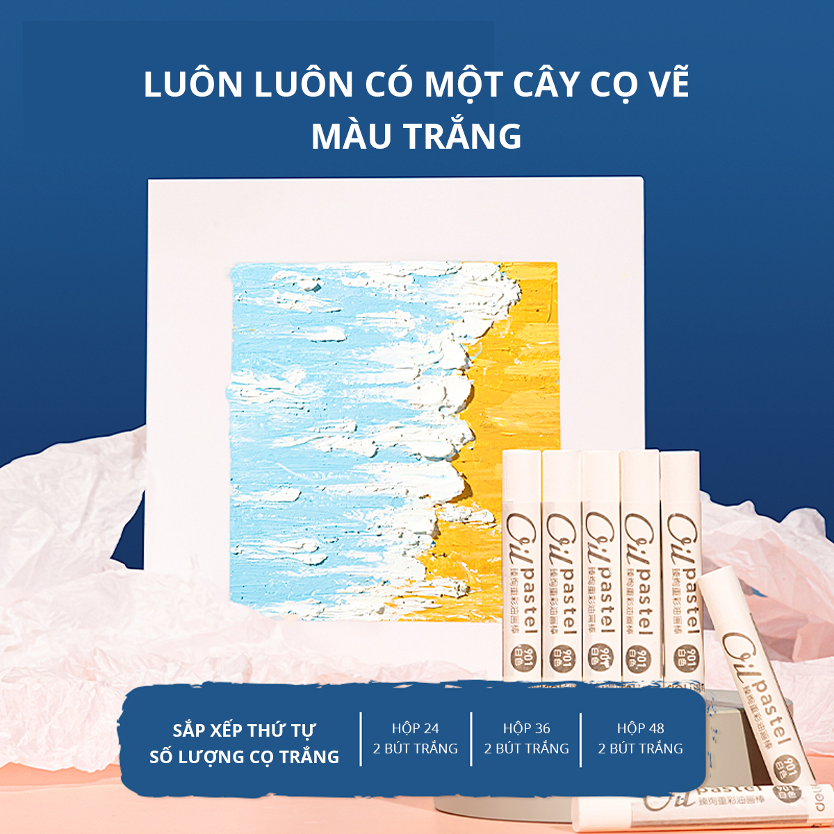 Bút Sáp Dầu Chuyên Nghiệp Soft Oil Pastels Đắp Tranh Nổi Vẽ Tranh Tô Màu Học Sinh Deli - Màu Hạng Hoạ Sĩ - Đính Kèm Nhiều Màu Trắng Nhiều Bảng Màu Đa Dạng Pastel