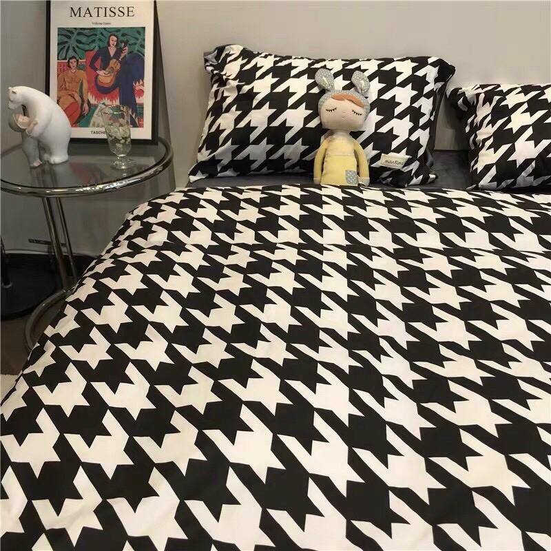 Set Cotton Poly Hàng Nhập Khẩu Cao Cấp 4 Món Kẻ Sang Trọng