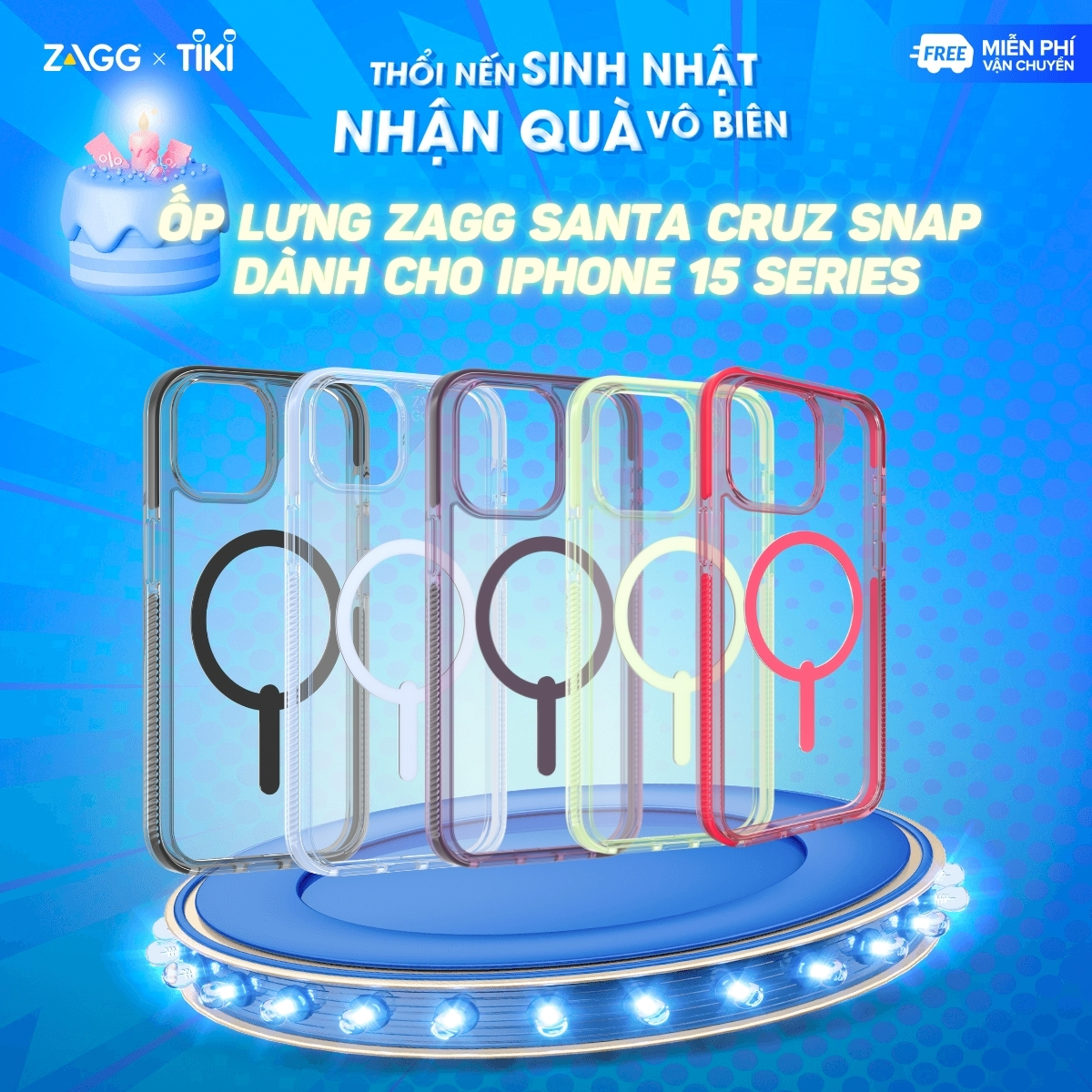 Ốp lưng trong chống sốc bảo vệ ZAGG Santa Cruz Snap, có Snap tương thích sạc không dây cho iPhone 15 Series - Hàng chính hãng