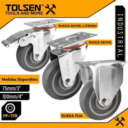 BÁNH XE KÉO CAO SU MỀM CỐ ĐỊNH 100MM/4" TOLSEN 62922 - HÀNG CHÍNH HÃNG