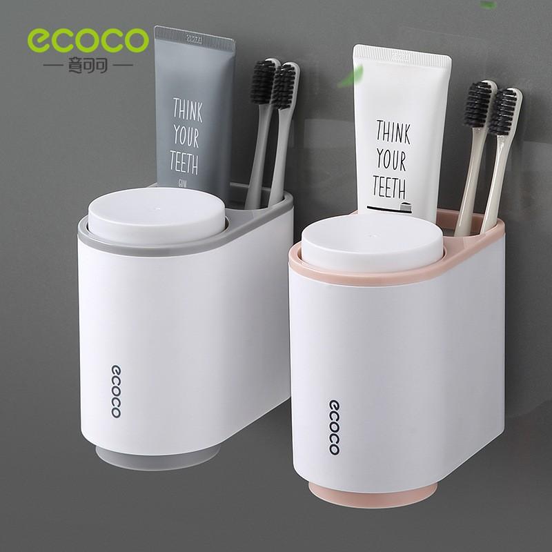 Bộ giá đựng bàn chải kèm 2 ly đánh răng ecoco