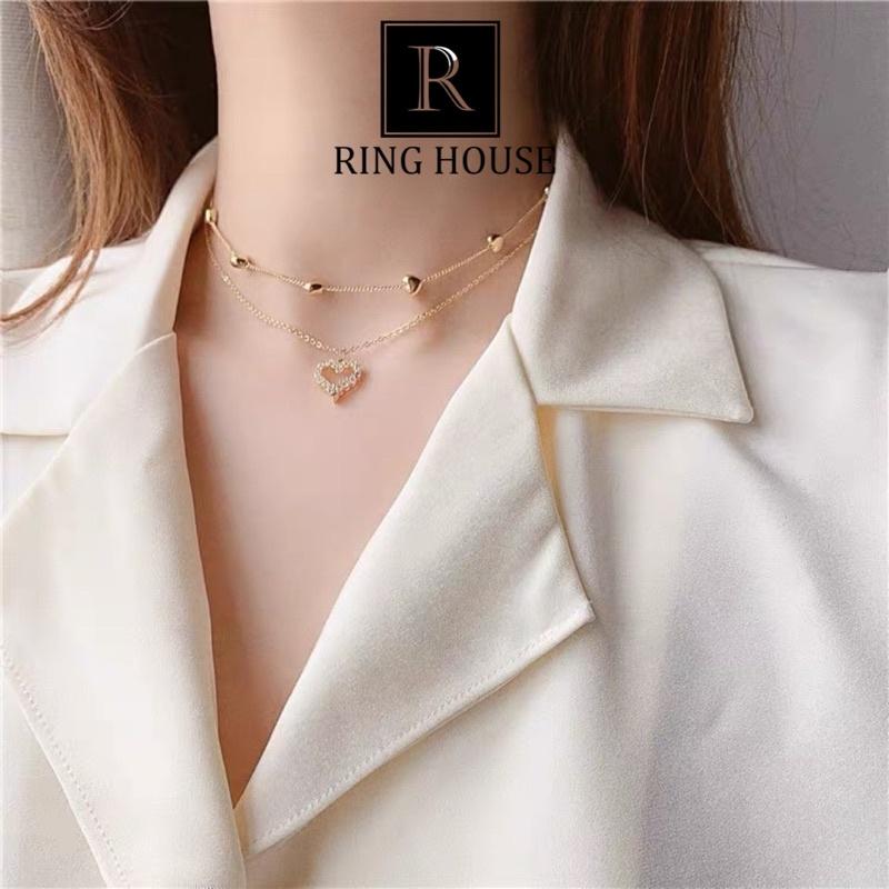 DÂY CHUYỀN NỮ CHOKER TIM 2 TẦNG