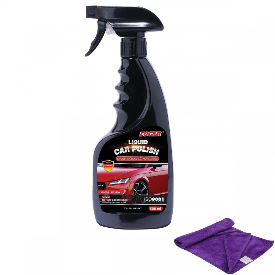 Chai Xịt Đánh Bóng Nhanh Vỏ Xe ô tô FOCAR Liquid Car Polish 500ml - Tặng khăn đánh bóng