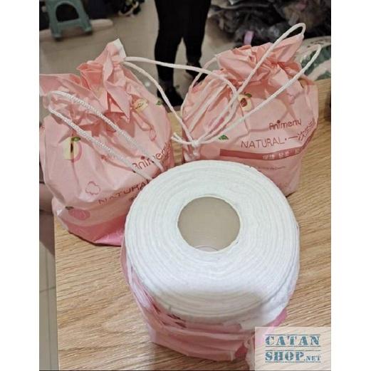 Khăn lau mặt khô dùng 1 lần bằng cotton cao cấp tự nhiên,cuộn khăn mặt khô tẩy trang đa năng túi trái đào xinh xắn