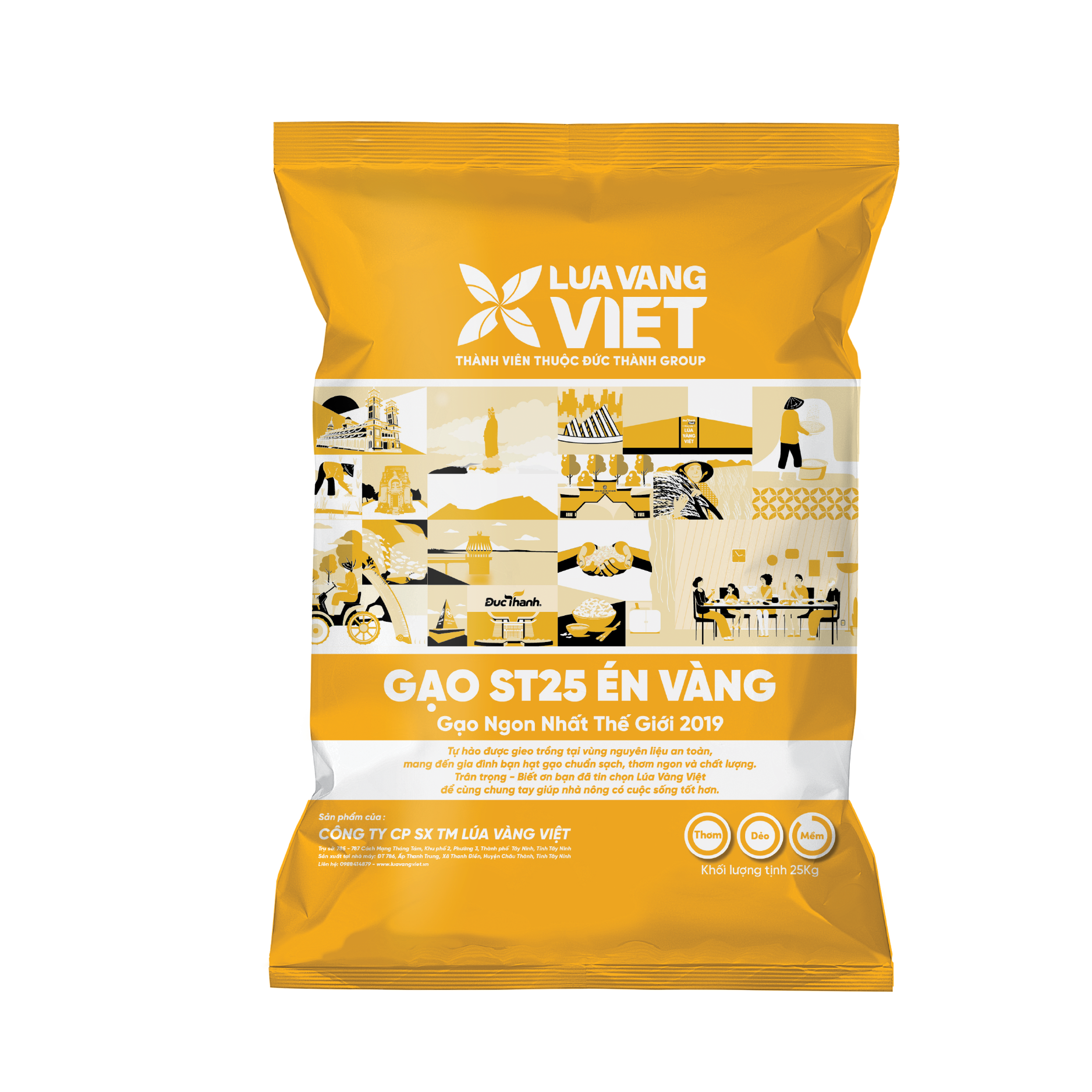 Gạo Lúa Vàng Việt ST25 Én Vàng bao 25kg