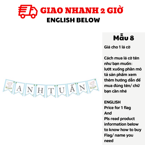 Dây cờ tên nhiều mẫu - Name Bunting cch49