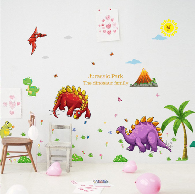 Decal trang trí tường - Khủng Long sắc màu thời cổ cho Bé size lớn