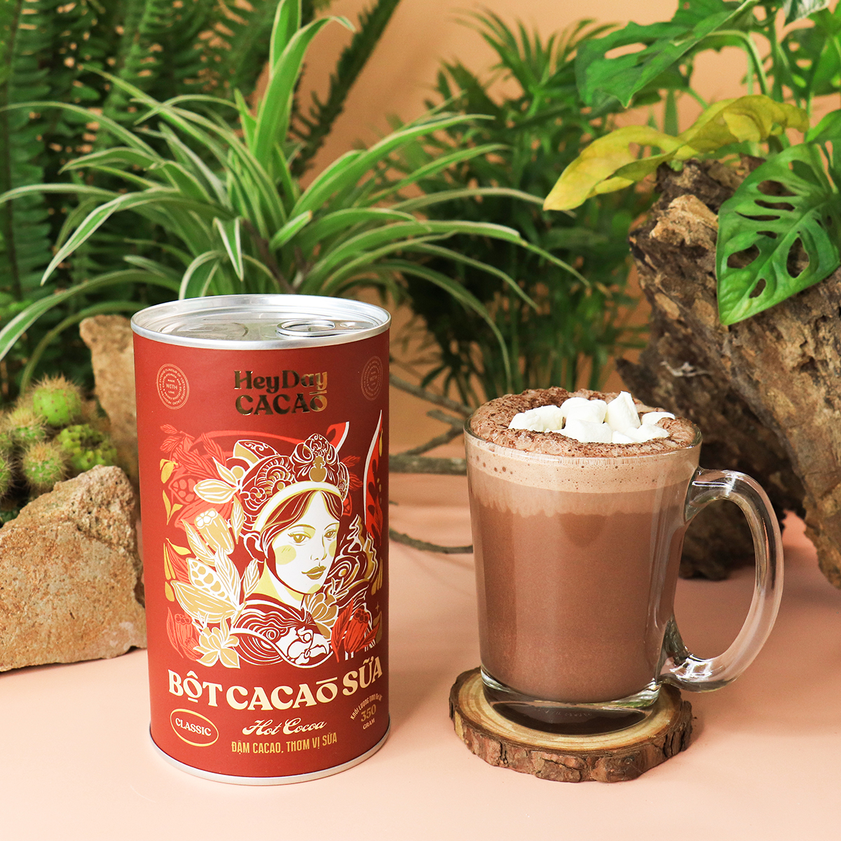 Bột cacao sữa Classic - Đậm cacao, thơm vị sữa – Lon 350g - Bộ sưu tập sản phẩm cacao &quot;Thật&quot; Heyday Cacao