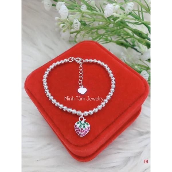 Lắc tay quả dâu tây bạc ta cho bé,Lắc tay bạc cho bé hình quả dâu tây-Minh Tâm Jewelry